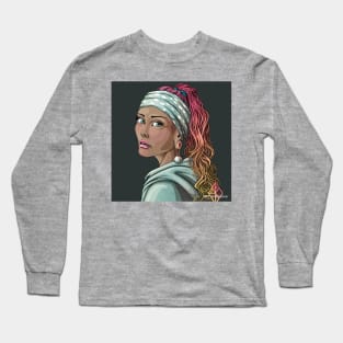 Our modern Reva Prisma as “Girl withe a Pearl earring” Long Sleeve T-Shirt